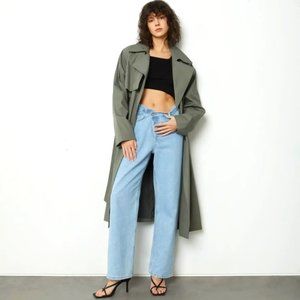 Oak + Fort - Minimalist Unisex Trench Coat - Sage Green - Size XS - S